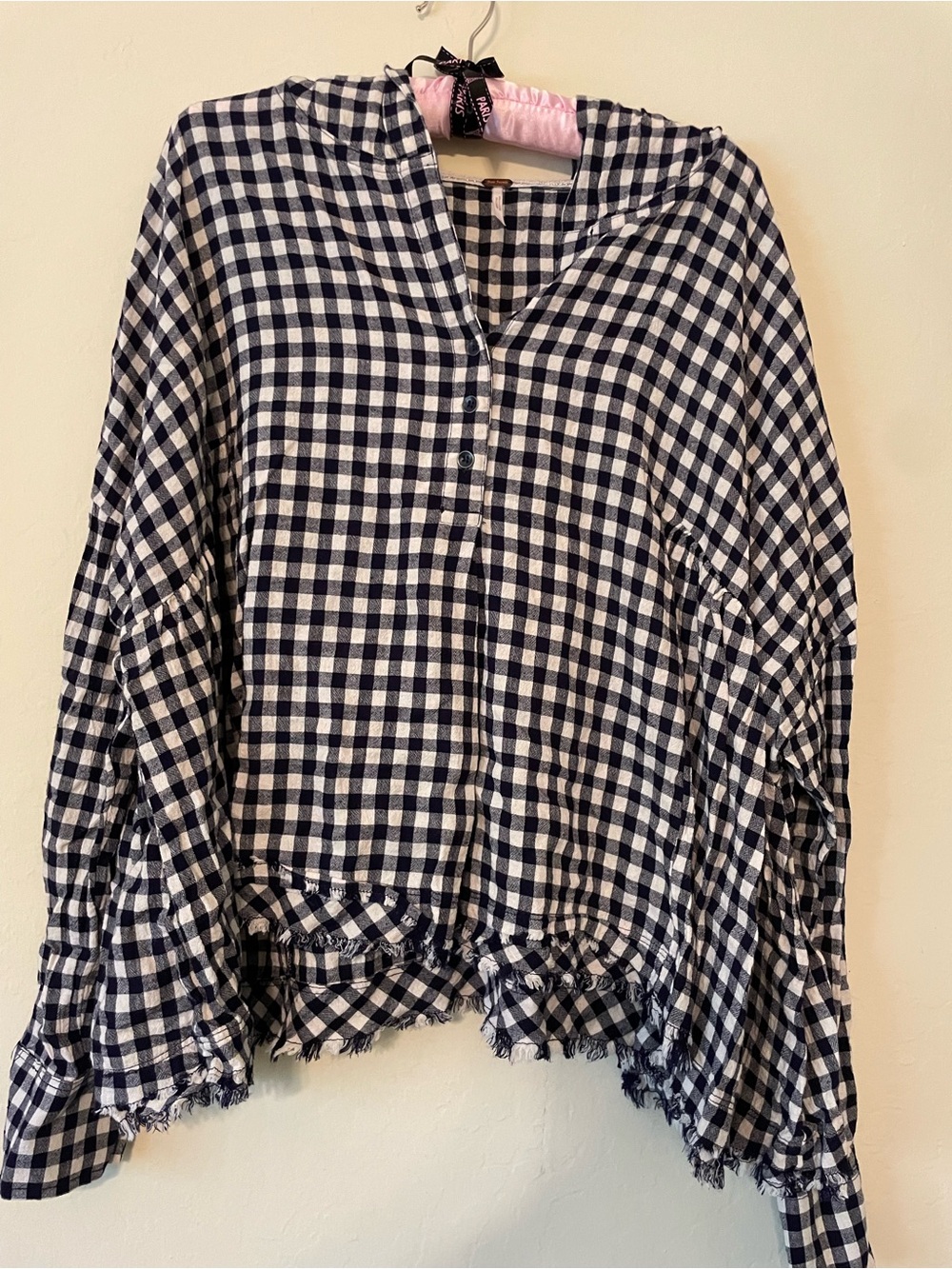 Free People “Let it all go” Gingham Hoodie